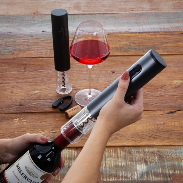 Abridor Saca-Rolhas Elétrico para Vinho com LED Personalizado 