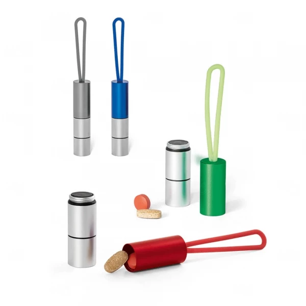 Chaveiro com Mini Lanterna e Porta-Comprimidos Personalizado