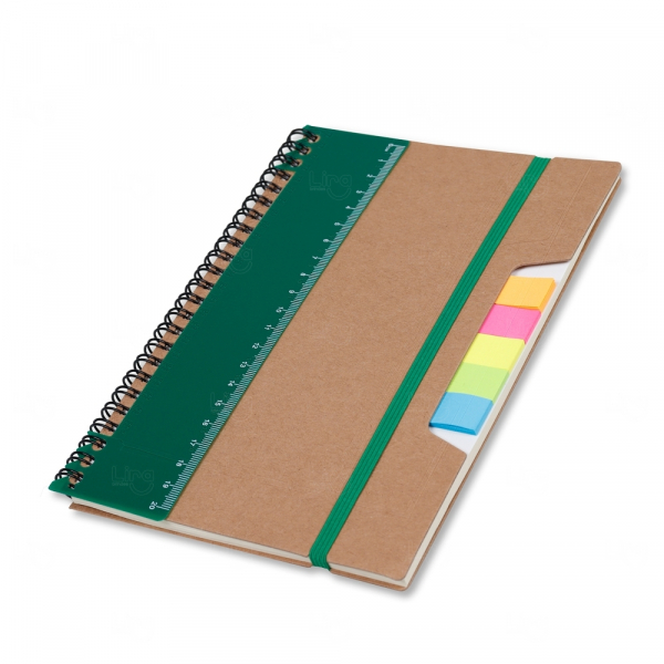 Caderno com Autoadesivos e Régua Personalizado - 21 x 15,5 cm