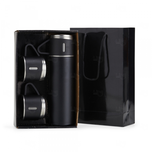 Kit Garrafa Térmica 450ml com Xícaras Personalizada 