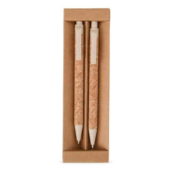 Kit Ecológico Caneta e Lapiseira de Cortiça Personalizado 