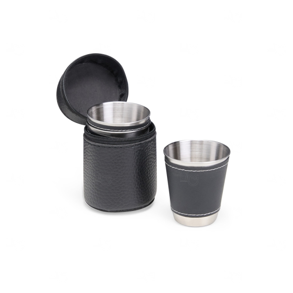 Kit Copos Inox 50ml com Case Personalizado - 4 peças
