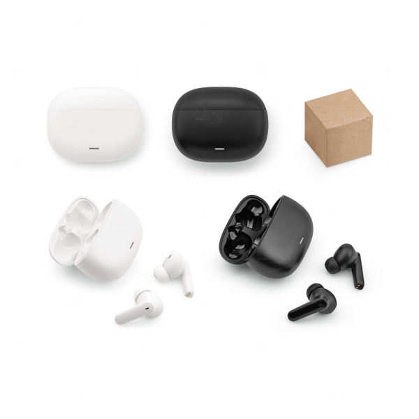 Fone de Ouvido Wireless em ABS Reciclado com Case Personalizado