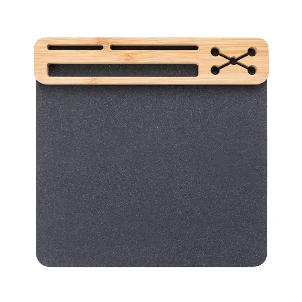 Mouse Pad Bambu com Porta Canetas e Cartões Personalizado 