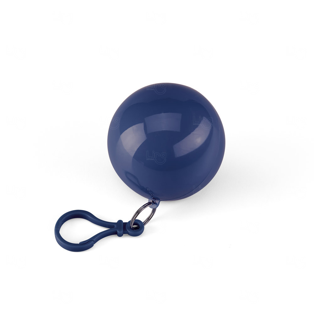 Capa de Chuva em Estojo Bola com Chaveiro Azul