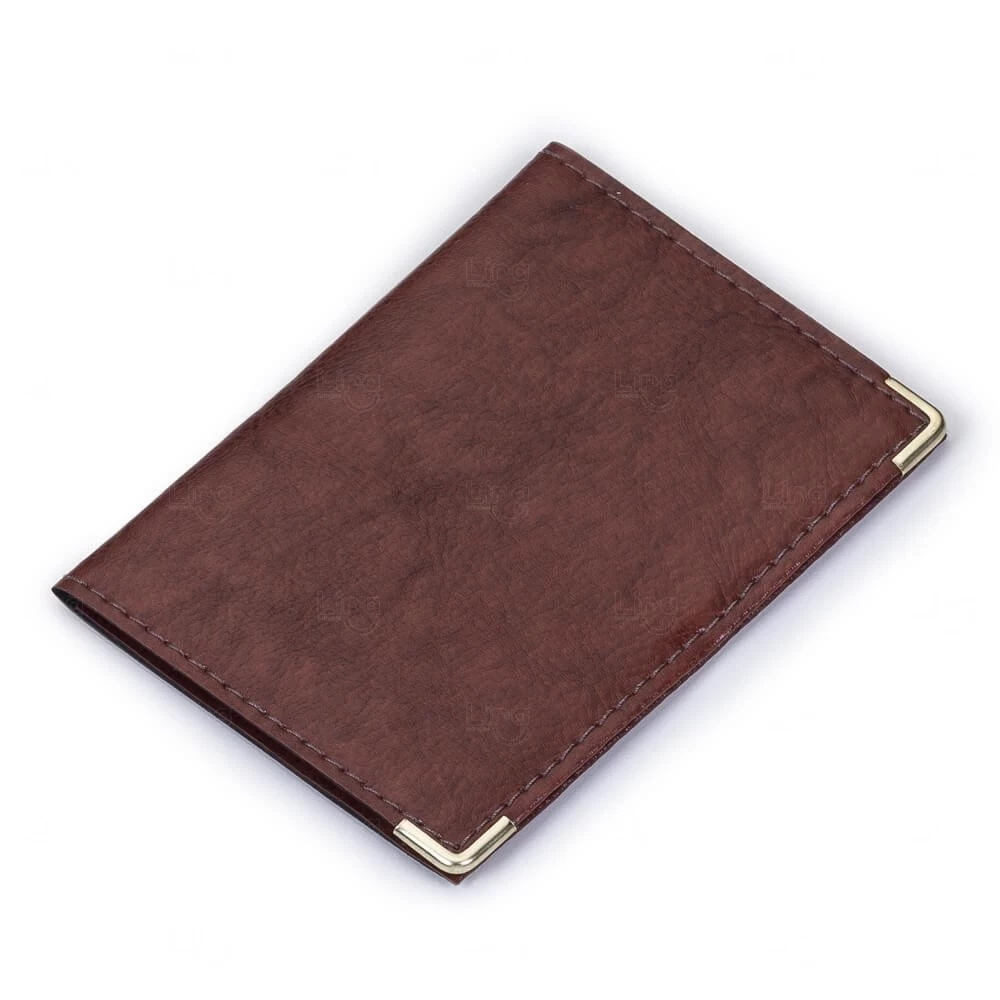Porta Documentos Personalizado em Couro Sintético - 12,2 x 17,7cm Marrom