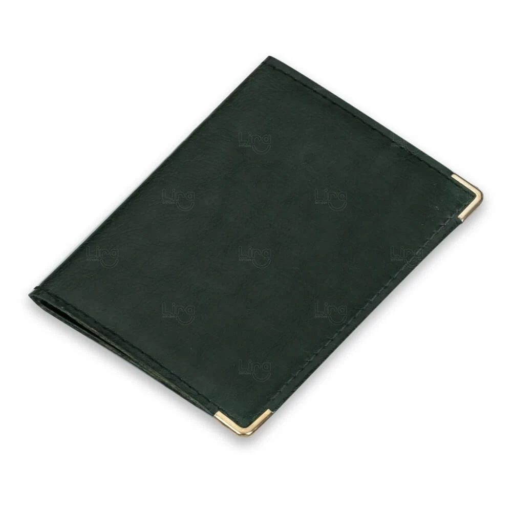 Porta Documentos Personalizado em Couro Sintético - 12,2 x 17,7cm Verde Escuro