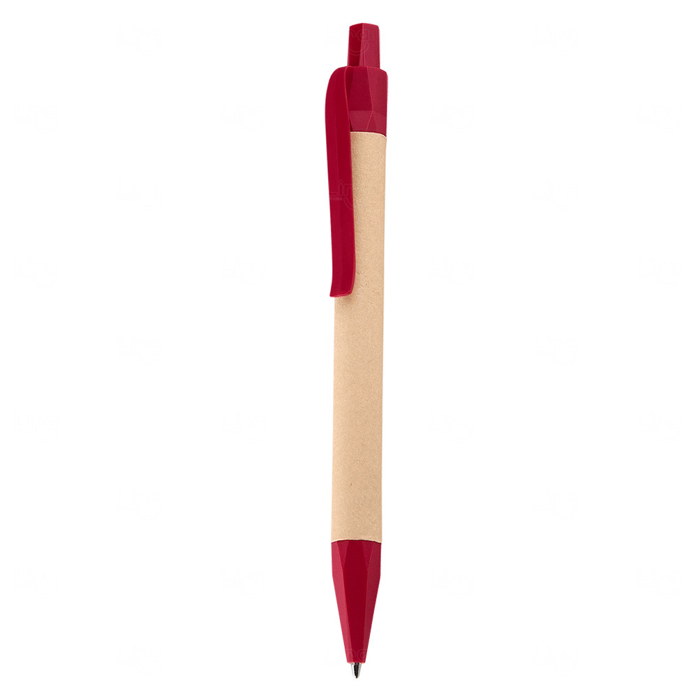 Caneta Ecológica de Papel Personalizada Vermelho