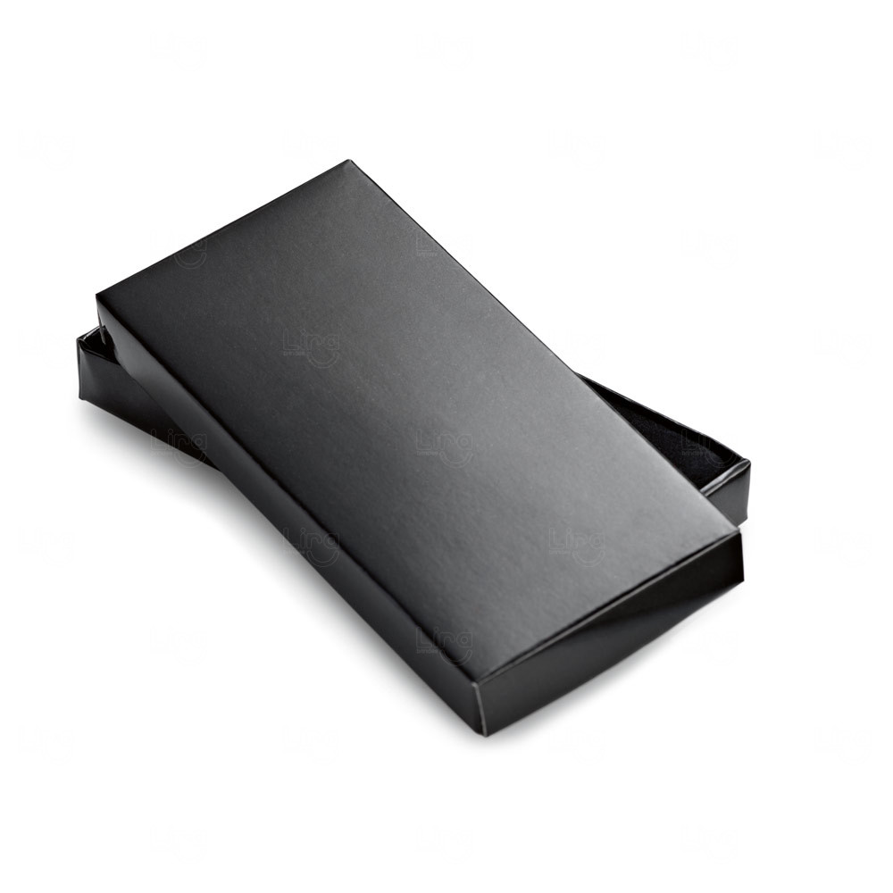 Chaveiro de Metal Retangular com Detalhe Preto 