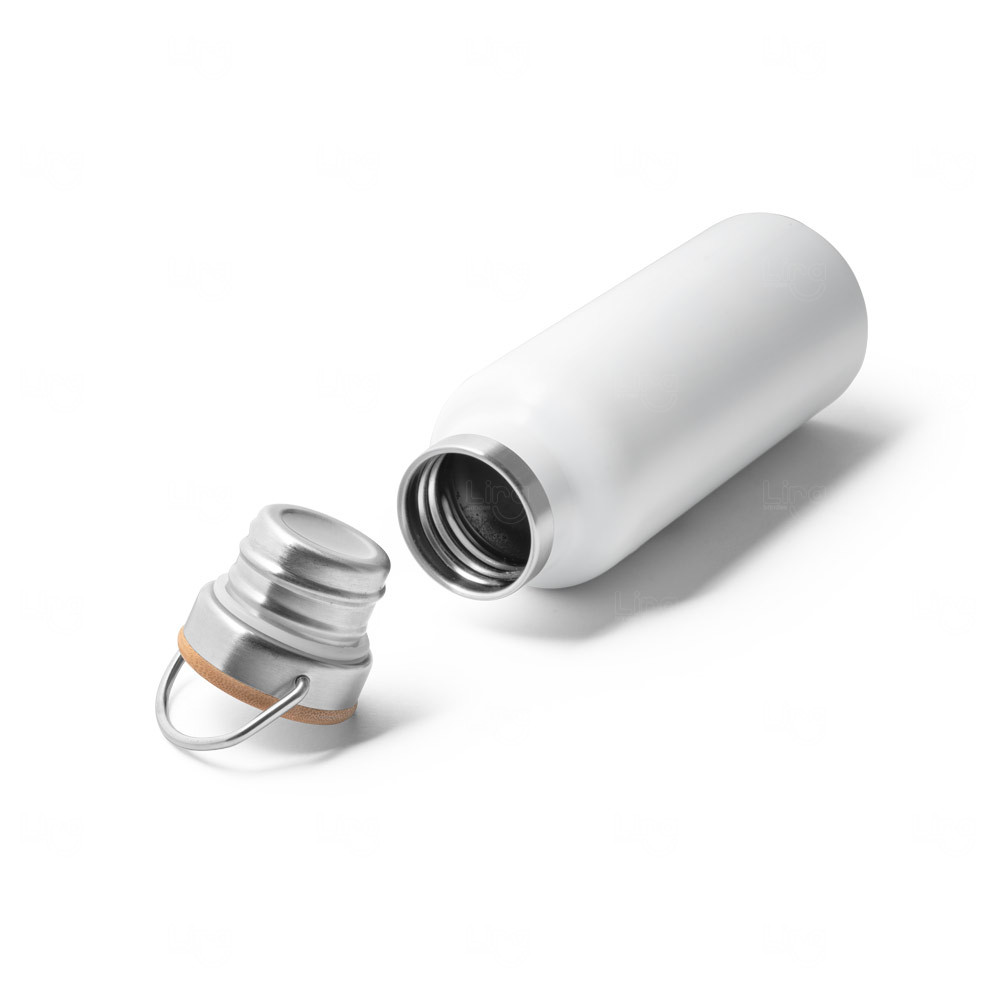 Garrafa Térmica Inox 570ml com Tampa Bambu Personalizada 