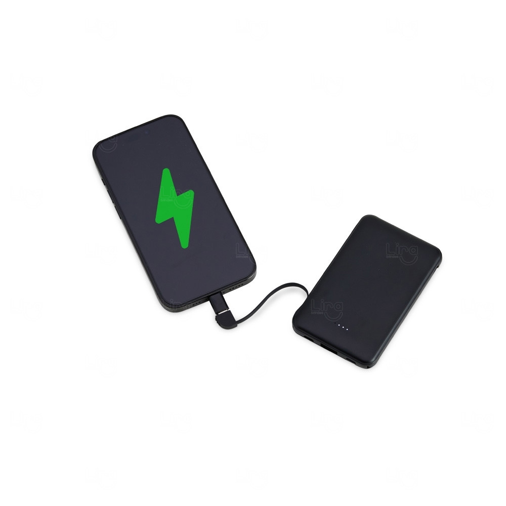 Power Bank com Cabos Acoplados Personalizado - 5.000 mAh 