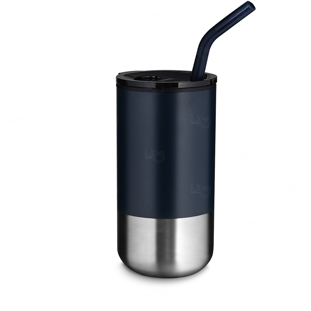 Copo Inox 500ml com Canudo Personalizado 