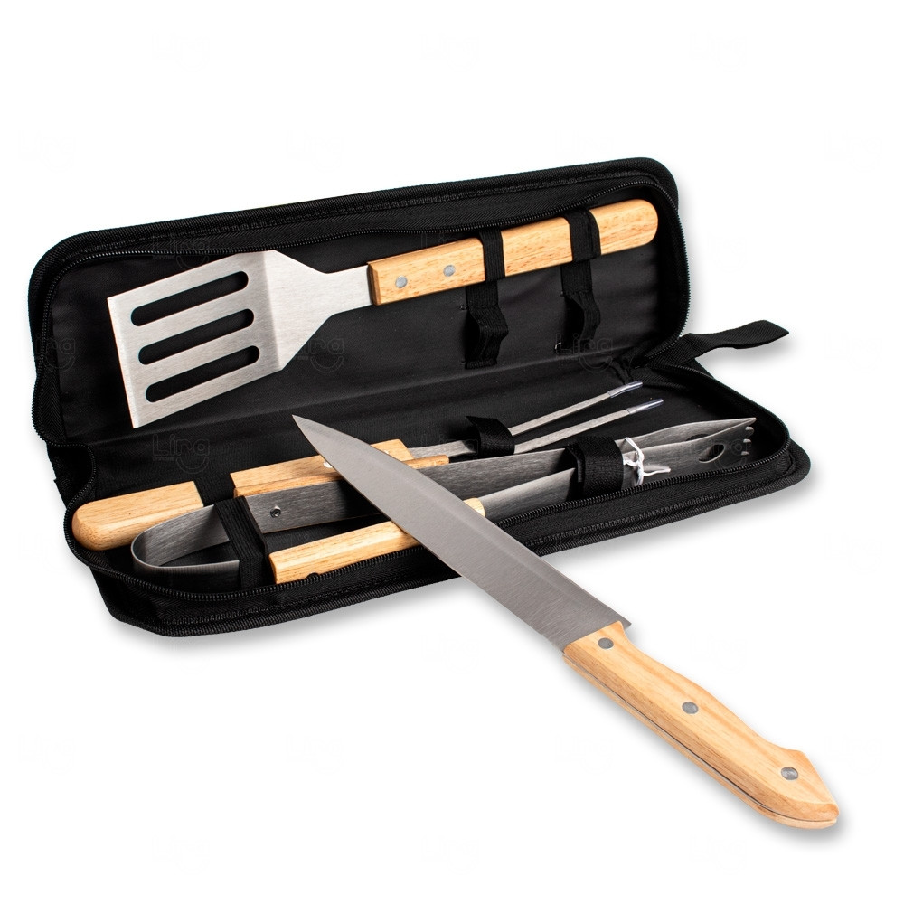 Kit Churrasco Personalizado 4 Peças com Estojo 