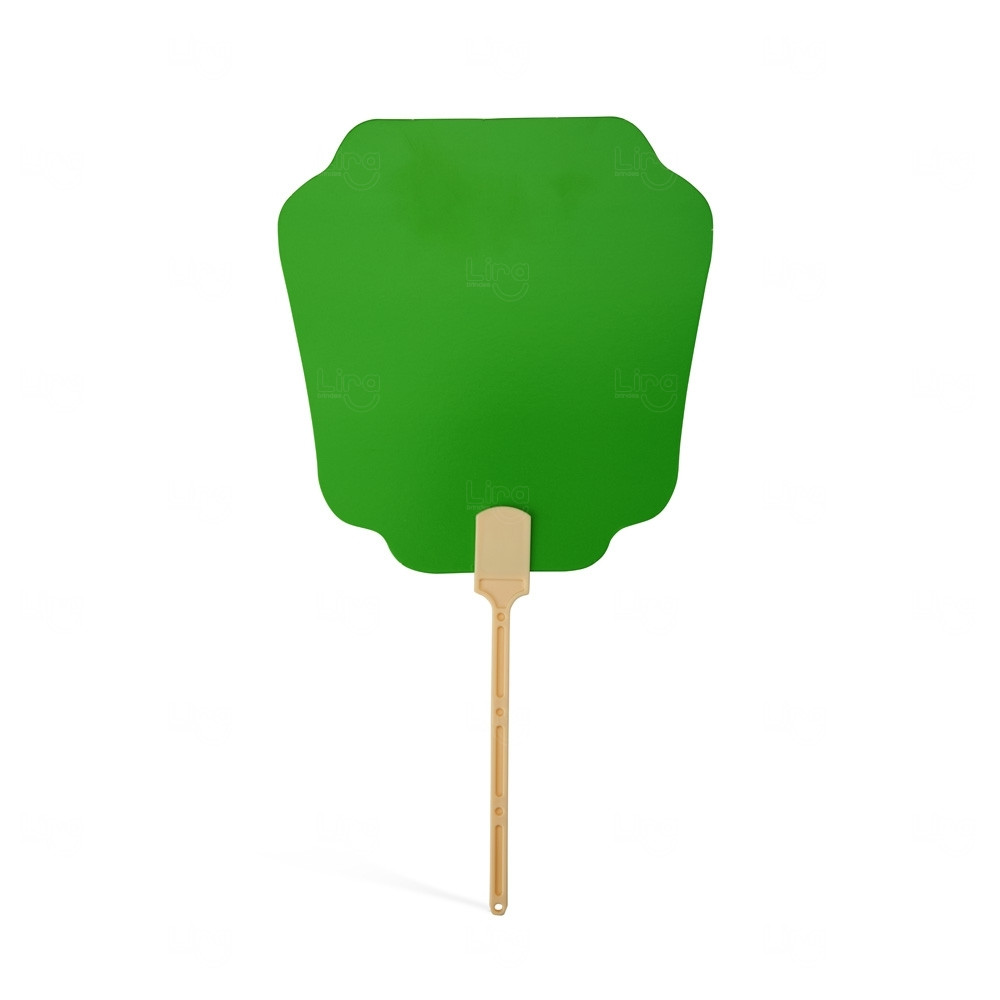 Leque de Papel com Alça Plástica Personalizado - 36,6x20cm Verde