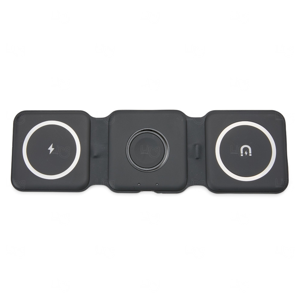 Carregador Sem Fio Magnético Triplo Para Apple Personalizado Preto