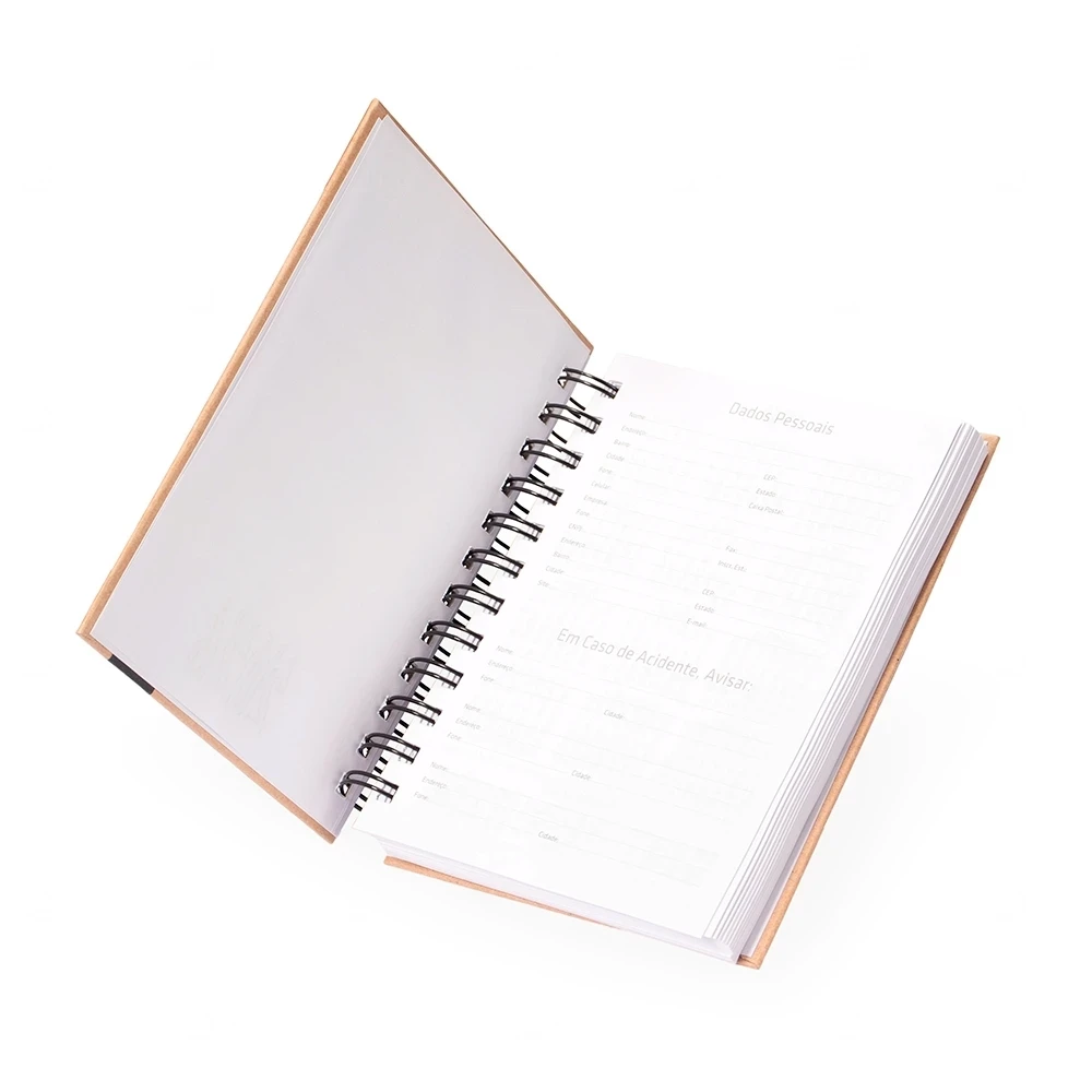 Agenda Diária 2026 Kraft com Wire-O Personalizada - 17x13,5cm 