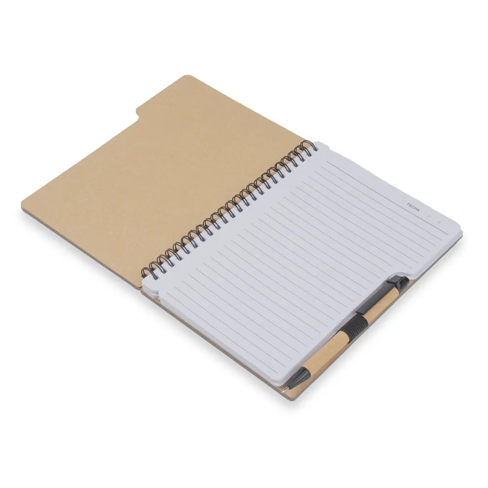 Caderno A5 Capa em Papelão Reciclado com Caneta Personalizado 