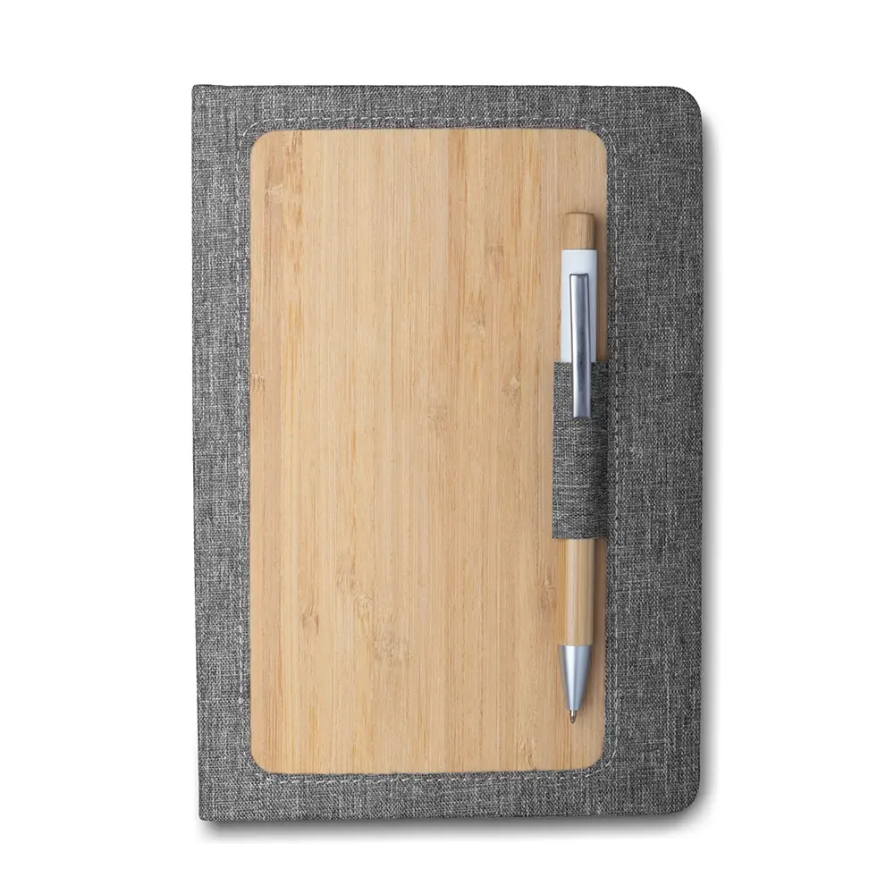 Caderno A5 Capa em RPET e Bambu Personalizado 