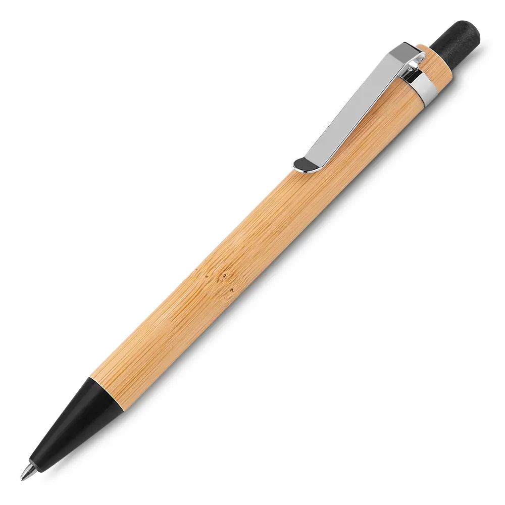 Caneta Bambu com detalhes em plástico e metal Personalizada 